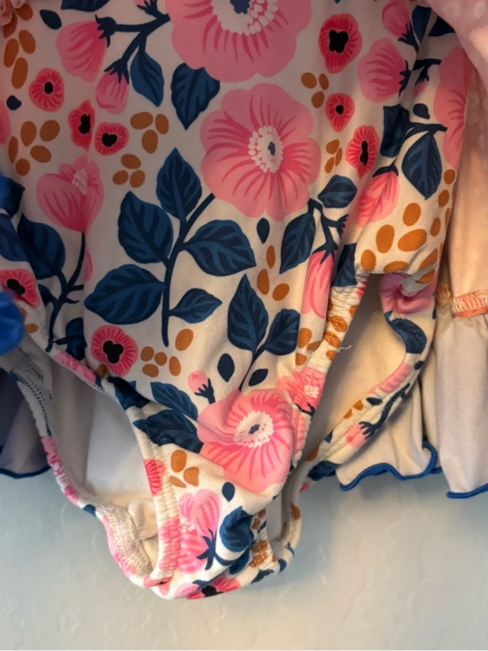 Cheeky Plum Farrah long sleeve blue and pink floral leotard size 6